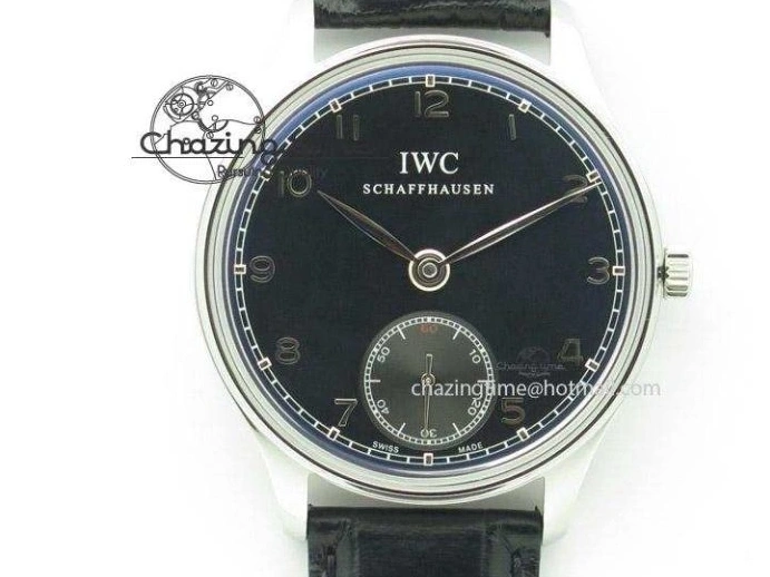 MIROTIME 0122 Reliable Portuguese IW371447 ZF 1:1 Best Edition SS Black Dial On Black Leather Strap A79350 V 7274